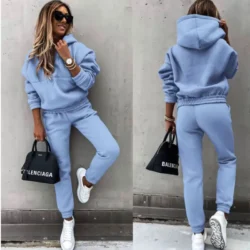Winter Tracksuit Women Two Piece Set - Oversized Hoodie Sweatpants Solid Color…