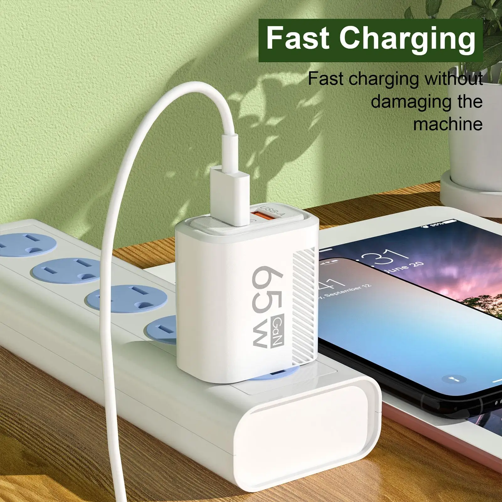 65W GaN Fast Charging USB Type C Charger US EU Plug PD 3.0 Quick Charge Travel… - Image 4