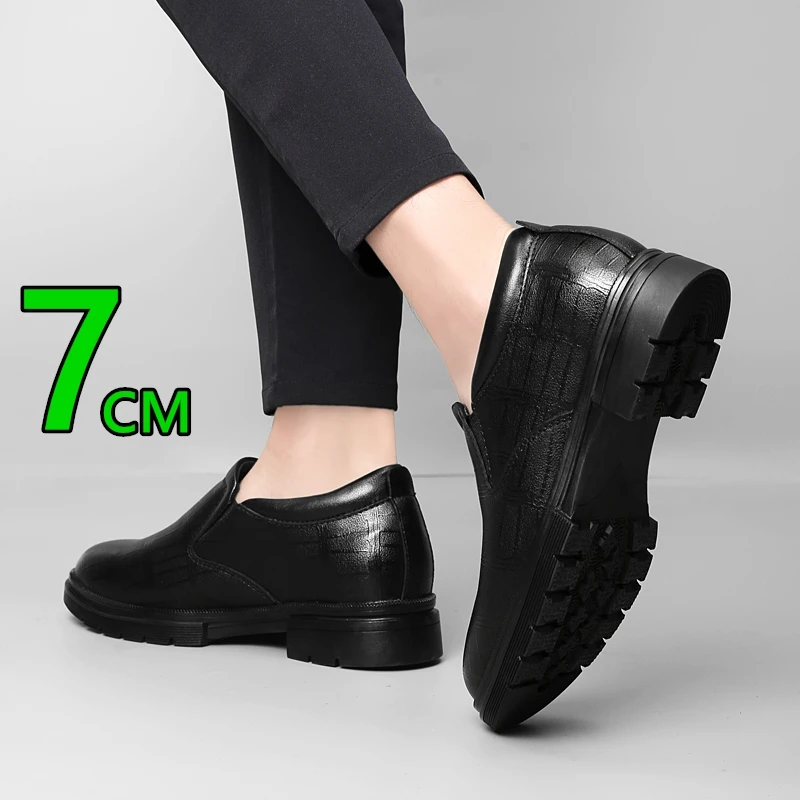 Big Size Elevator Loafers Wedding Men Leather Shoes Business British Formal Dress Shoes Height Increase Insole 7CM Lift Moccasin - Image 6
