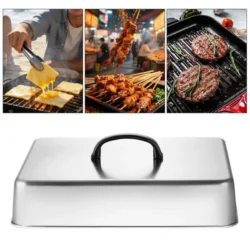 43.5x28.2x6.6cm Stainless Steel Basting Cover Rectangular Grill Lid for Commercial…