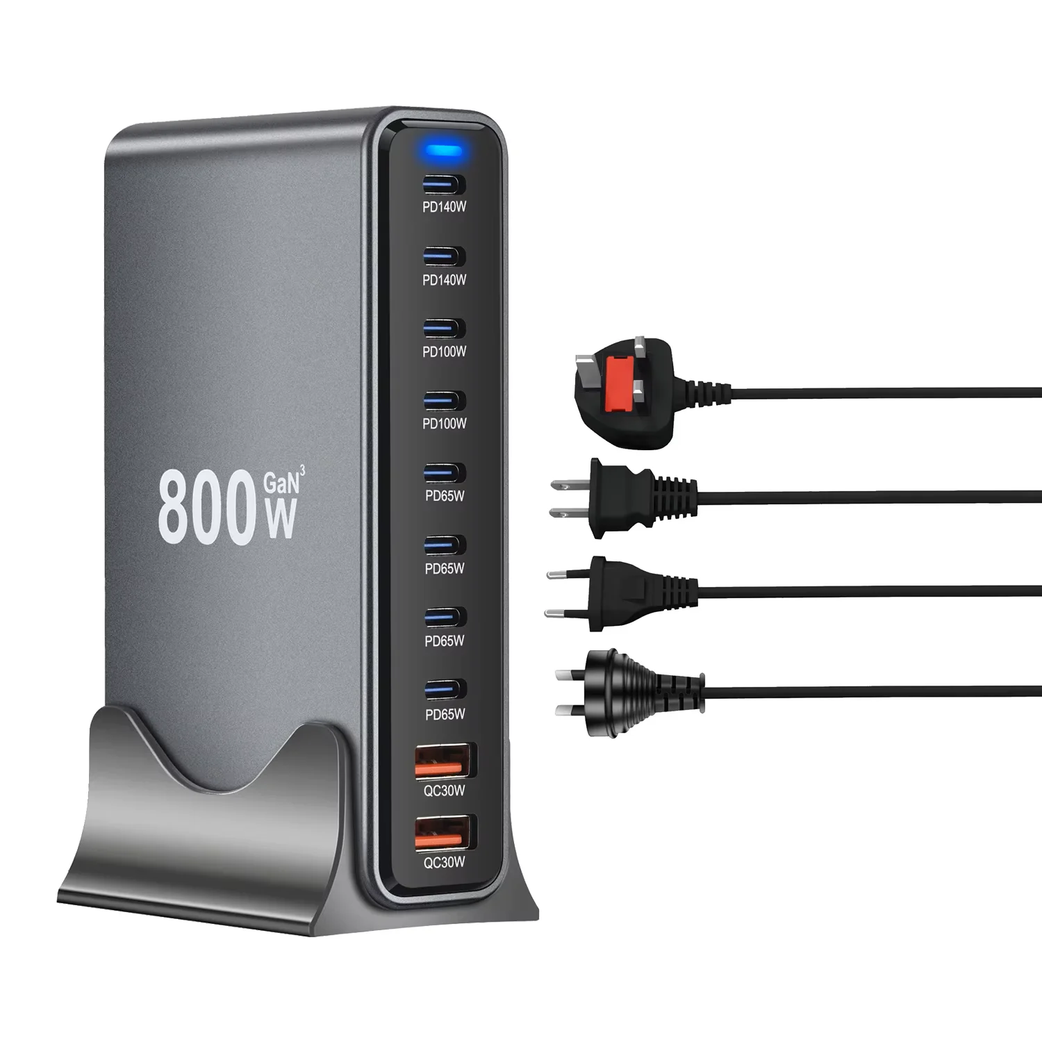 800W GaN Fast Charge 3.0 USB Type-C Quick Charger,10-Port 5C3A PD Charger for… - Image 6