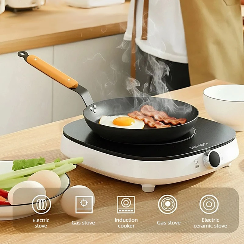 Carbon Steel Cooking Skillet Non Stick Frying Pans with Wooden Handle Hammered… - Image 2