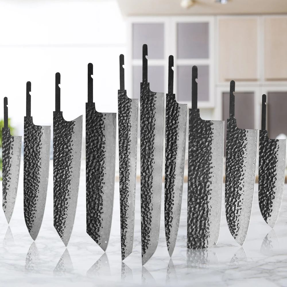 TURWHO 1-10 Pieces Japanese Chef Knife Blank Blade DIY Damascus Steel VG10 Core…