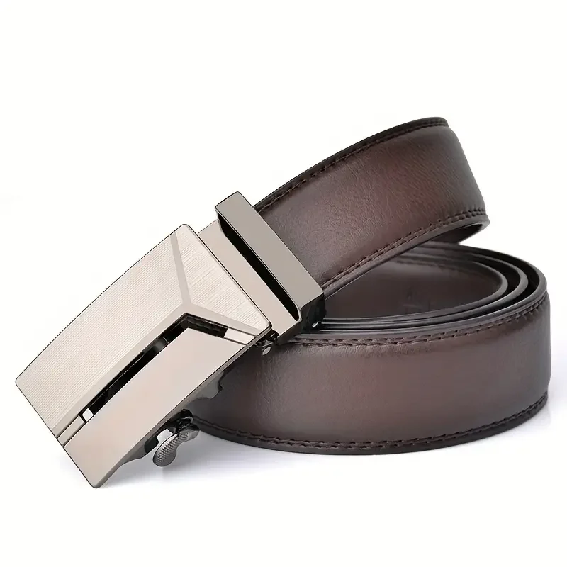 Men's Luxury Belt Automatic Buckle Soft Leather Waistband 105-140 150 160 170cm Plus Size Belts Versatile for Casual Pants Jeans - Image 2