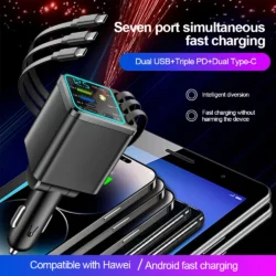 7 In 1 Quick Phone Charger 148W PD Type C Dual USB Phone Charger Digital Voltmeter…