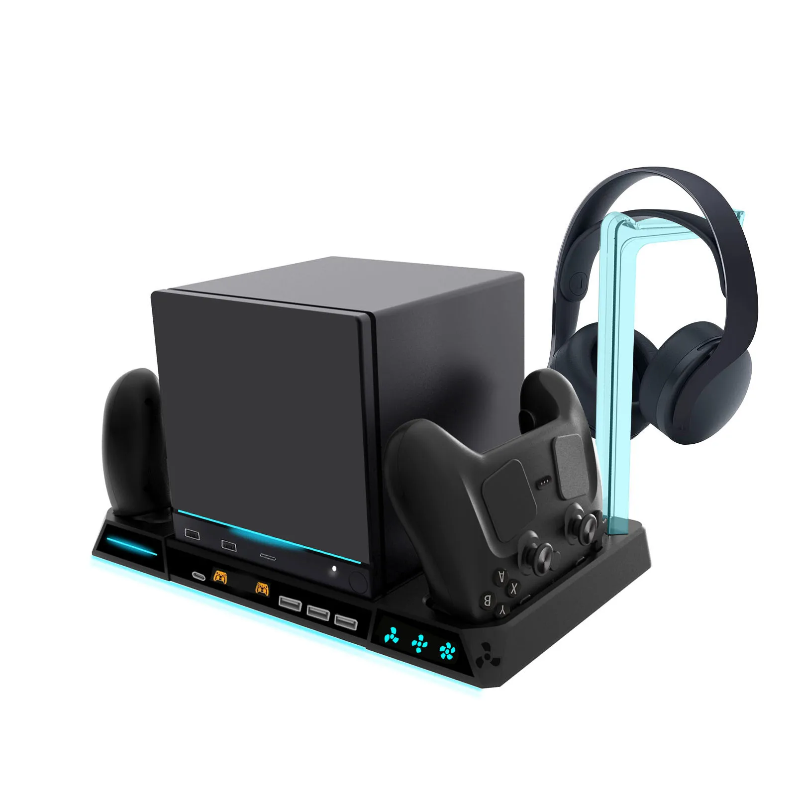 Charging Dock for Steam Machine with 3-Speed Cooling Fan RGB Lights 2 Controller… - Image 9
