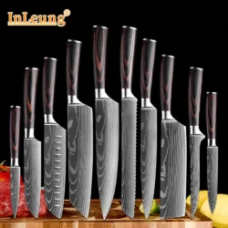 Japanese Laser Damascus Chef Knives Set Cleaver Santoku Boning Knife Multi-purpose…
