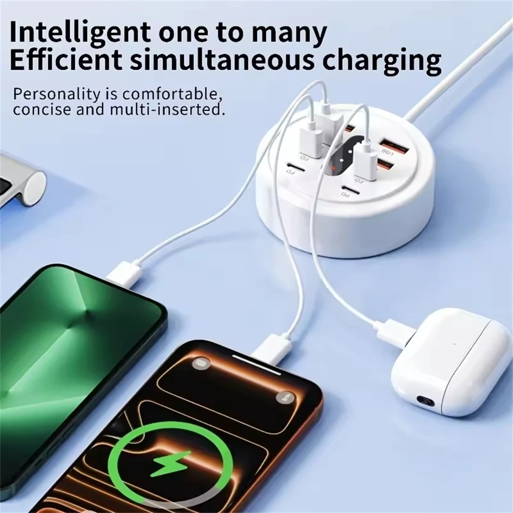 66W Multi Port USB Charging Station 4 QC Fast Charge USB-A 4 Type-C Ports Desktop… - Image 6