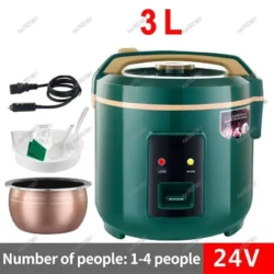 24V Truck Rice Cooker - 3L Large Capacity 200W Portable Electric Food Warmer for…