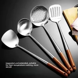 Kitchen Utensils Wok Spatula Iron and Ladle Tool Set Spatula for Stainless Steel…