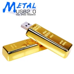 NEW Metal Bullion Gold Bar USB2.0 Flash Drive 128GB Novelty USB Stick 64GB Golden…