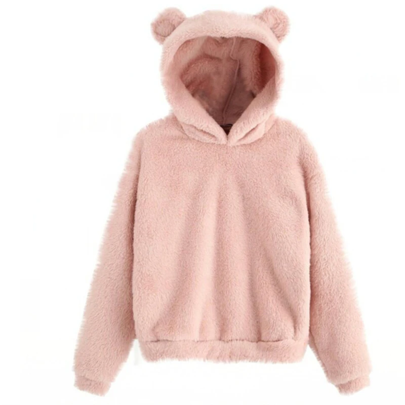Winter Korean Fashion Bear Ears Cute Loose Hoodie Fluffy Hooded Warm Sweatshirt… - Image 10