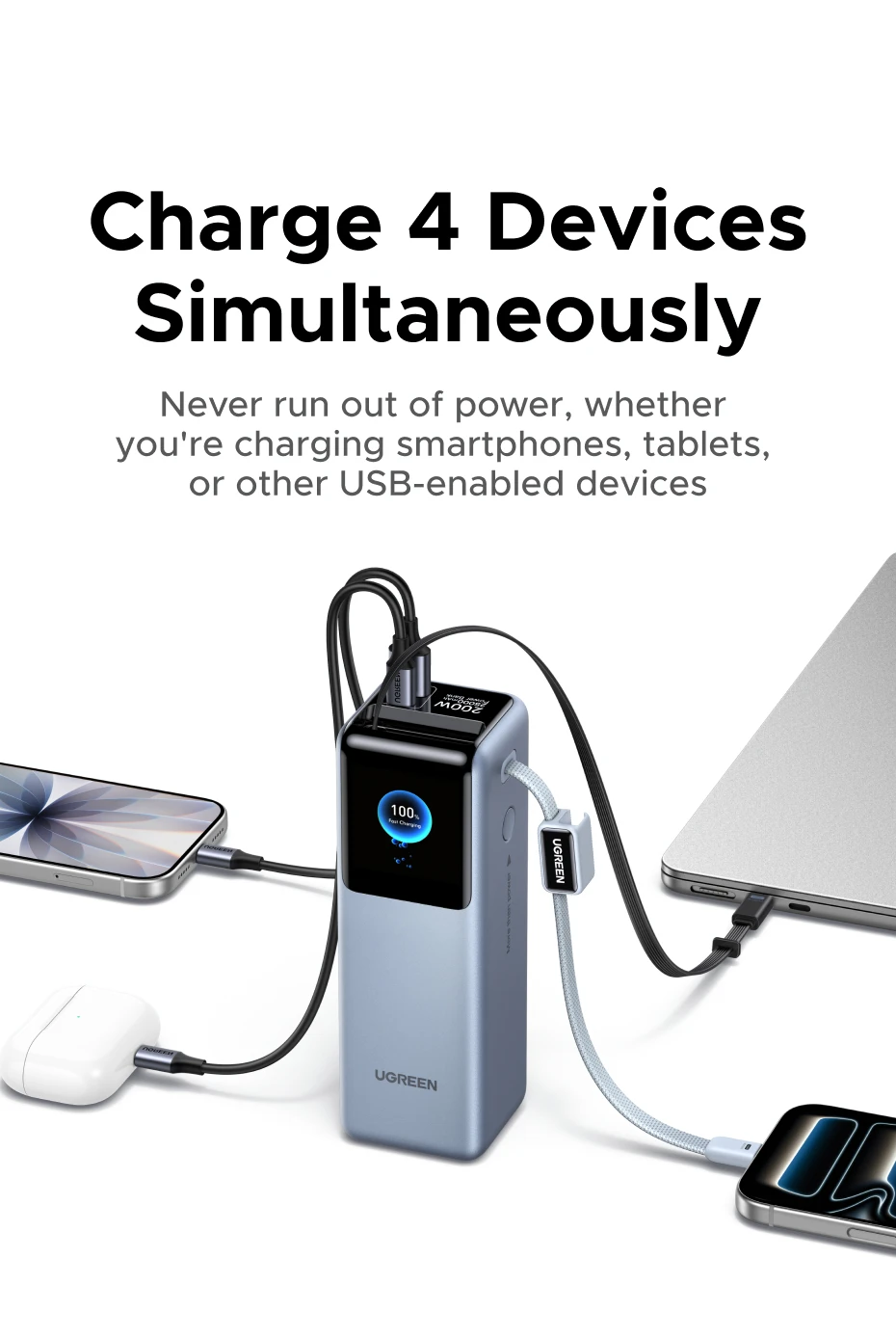 UGREEN Nexode Pro 200W 25000mAh Power Bank Retractable Cables Portable PD External… - Image 22