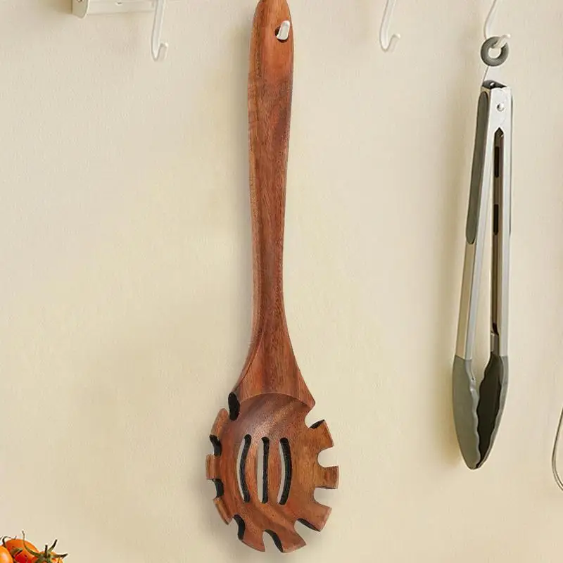 1PC Wood Pasta Spoon Long Handle Noodle Spoon Colander Soup Skimmer Cooking Spoons… - Image 4