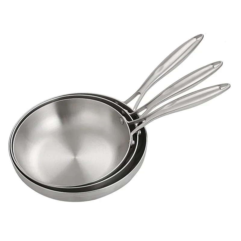 Stainless Steel Frying Pan 304 Stainless Thick 3 Ply Steel Skillet Pans Cooking…