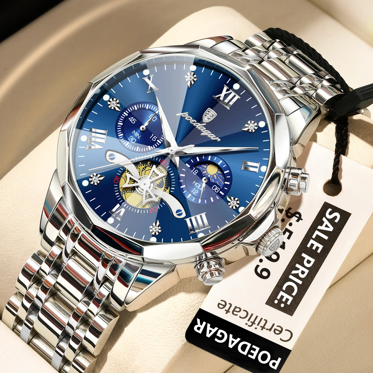 POEDAGAR Luxury Men Watch Top Original Waterproof Luminous Chronograph Man Wristwatch Stainless Steel Quartz Men's Watches Reloj - Image 8
