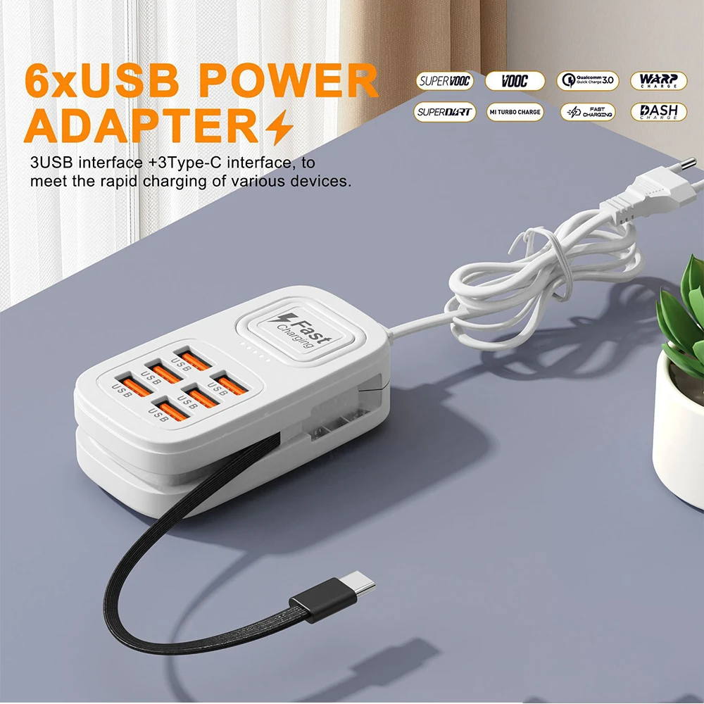 6 Ports USB Fast Charger Power Strip Desktop Charging Station Fast Charging… - Image 14