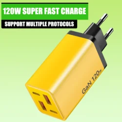 Total 120W GaN USB Mobile Phone Charger Type C Fast Charging Wall Adapter 4 Ports…
