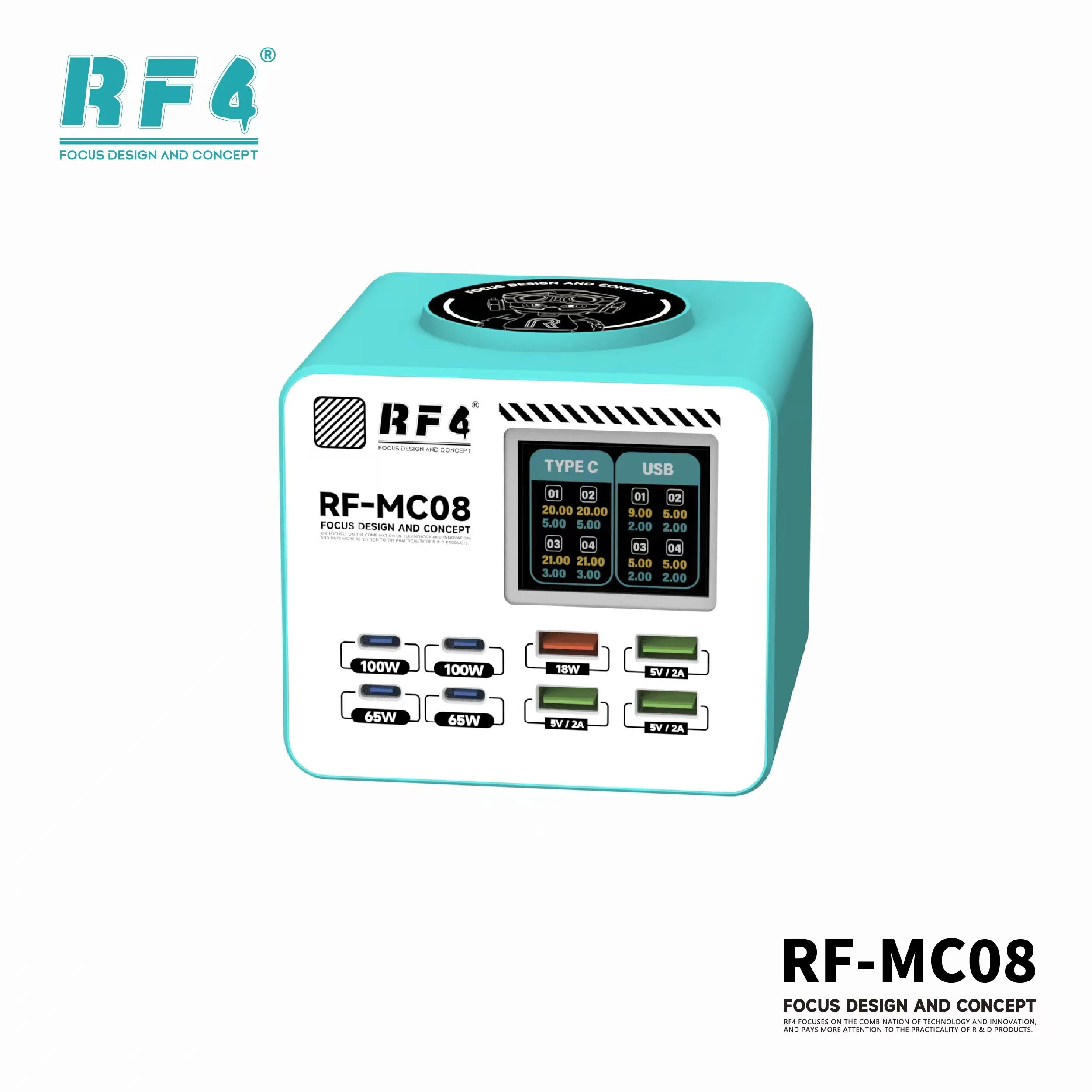 RF4 RF-MC08 Smart Multi-Port Charger Single Port Up To 100W Supports Laptop… - Image 14