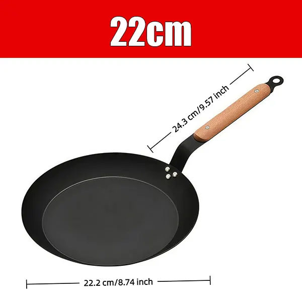 Carbon Steel Cooking Skillet Non Stick Frying Pans with Wooden Handle Hammered… - Image 8
