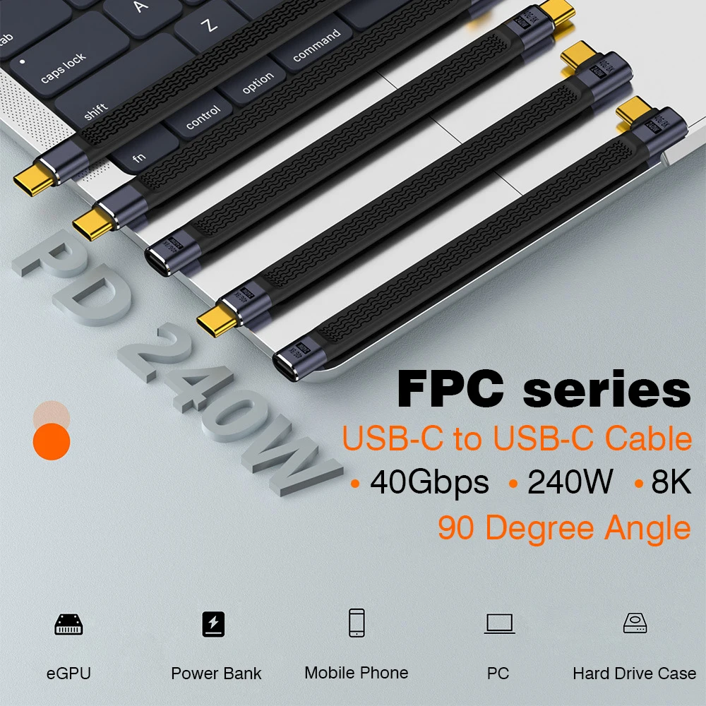 USB4 Elbow Short Cable 13.5cm Thunderbolt4 Type C Cable 40Gbps PD240W Charging… - Image 2
