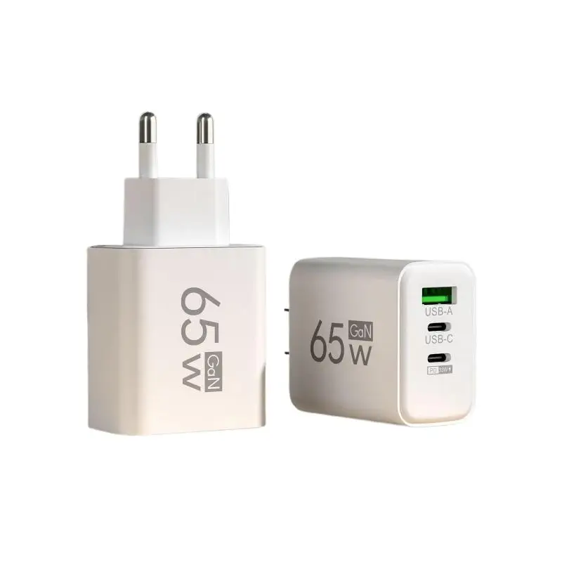 New 1Pcs 65W GaN USB Charger 3 Ports PD Type C Fast Charging EU/US/KR Plug Travel… - Image 2