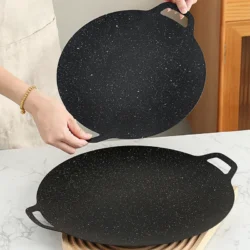 Roasting Round Pans Korean Aluminum Nonstick Grill Top Griddle Pan Bbq Fry Grill…