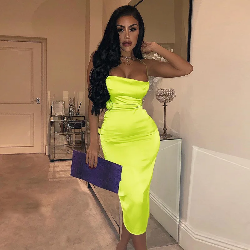 2024 Summer Women's Elegant Party Sexy Lace Up Nightclub Dress Satin Long Dress… - Image 34
