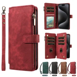 PU Leather Phone Case for IPhone 17Air  17 Pro Max 16 Pro Max 16e 15 14 13 12 11 Pro Max Plus  Flip Wallet Style Phone Cover
