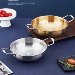 Stainless Steel Cookware Saucepan Dry Pots with Handle Home Cooking Paella Pan…