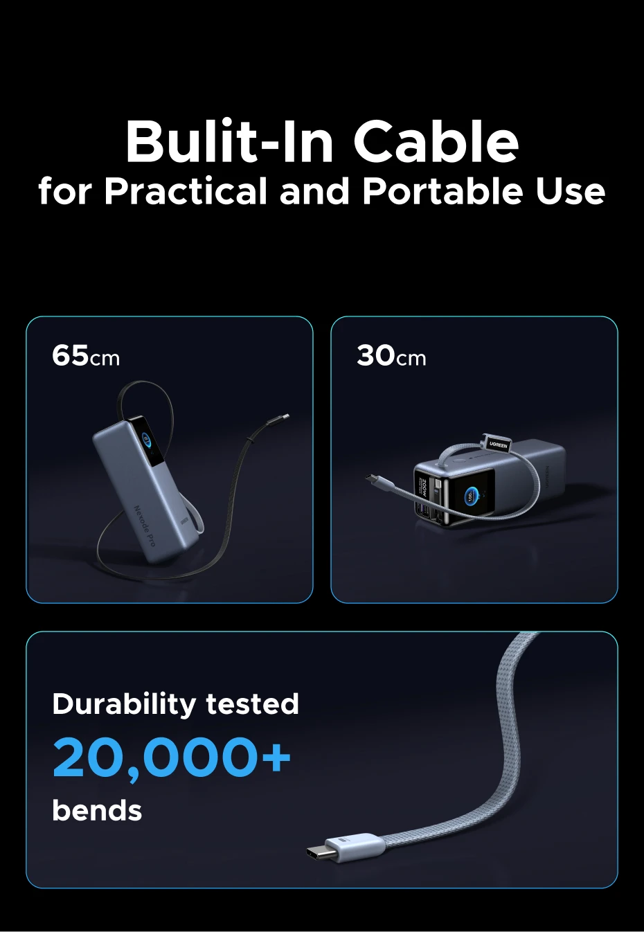 UGREEN Nexode Pro 200W 25000mAh Power Bank Retractable Cables Portable PD External… - Image 17
