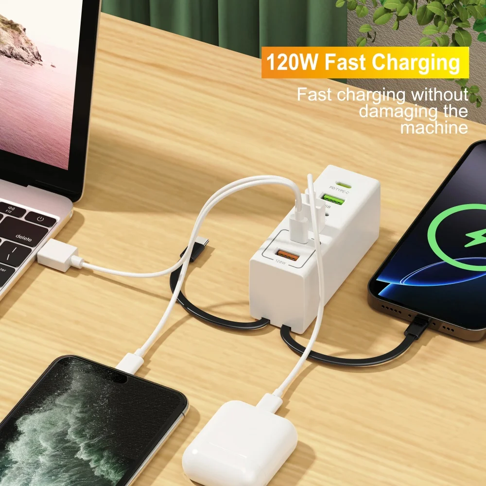 Total 120W USB Power Strip Type C Mobile Phone Charger Fast Charging Electrical… - Image 4
