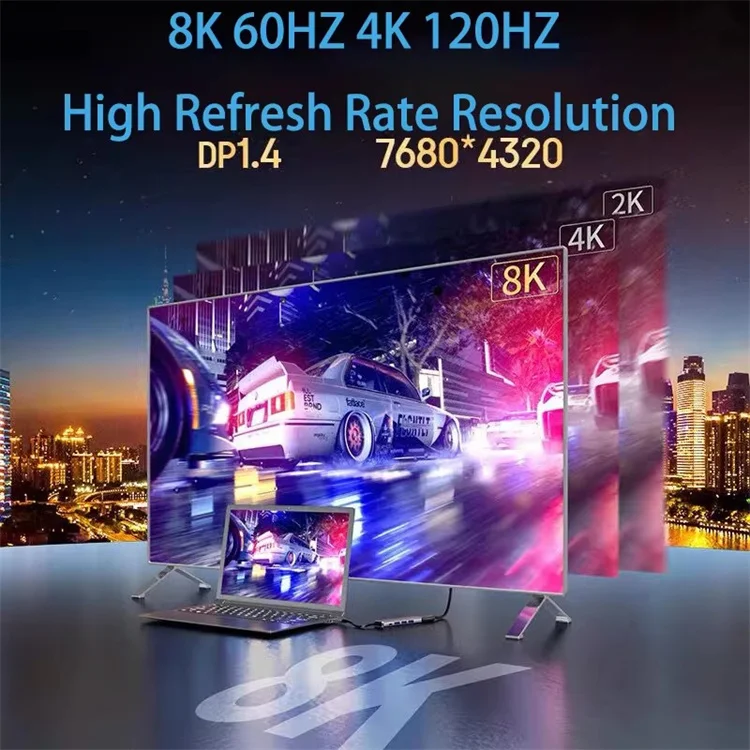 USB-C to DP 8K@60Hz / 4K@120Hz Adapter 100W PD Fast Charging 3-Port USB 2.0 Hub… - Image 10