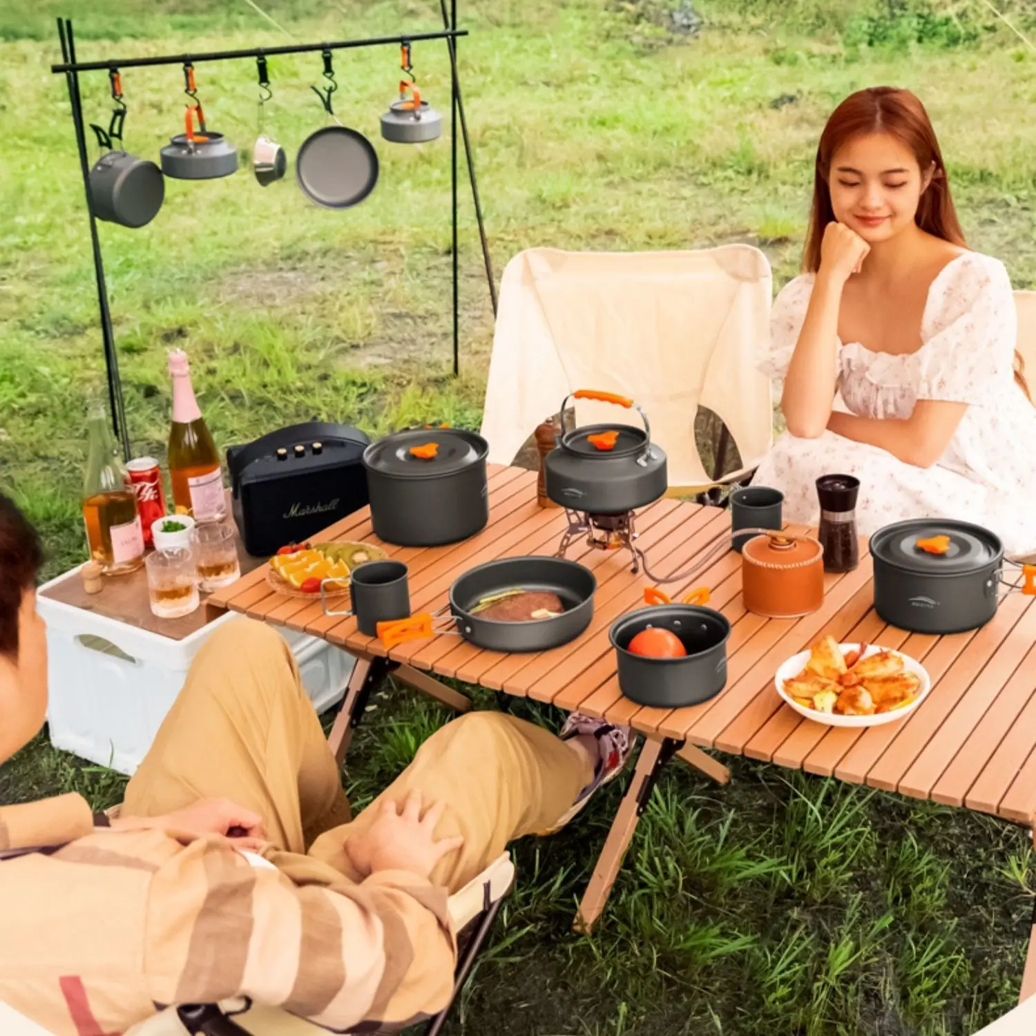 Outdoor Hiking Cookware Camping Cookware Boiling Water Teapot Frying Pan Equipment… - Image 2
