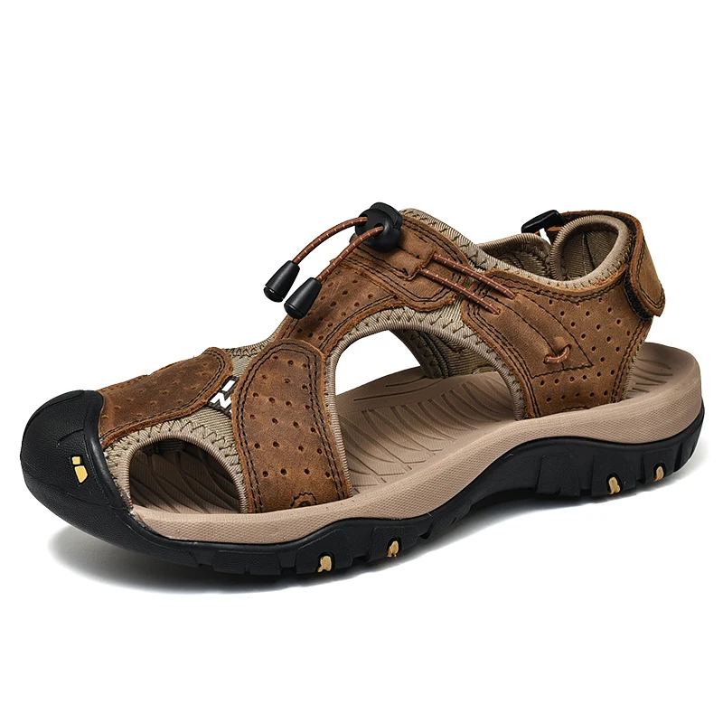 Brand Men's Sandals Summer Genuine Leather Sandals Outdoor Men Beach Shoes Rome Sandals Comfortable Large Size Men Casual Shoes - Image 9