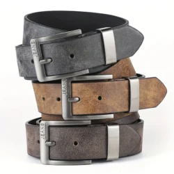 New Men's High-Quality PU Leather Belt Metal Pin Buckle Belt Leisure Business Waistband Fashionable Male Accessory Designer Belt