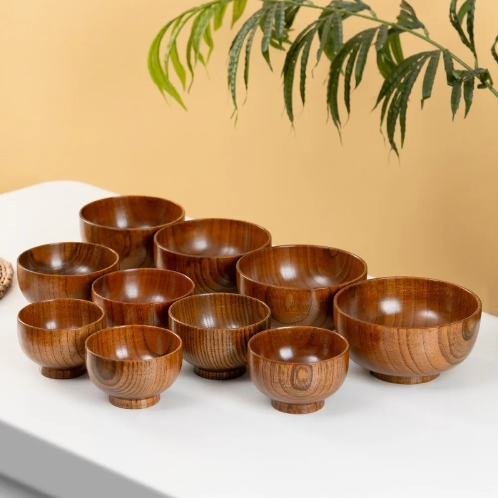 New Japanese Style Wooden Bowls Handmade Crafts Soup Bowls Food Containers… - Image 5