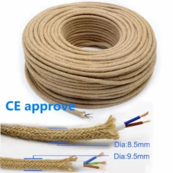 2 Core 3 Core Vintage Hemp Rope Electrical Wire Fabric Braided Cable Retro Pendant…