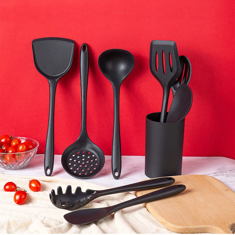 Black Silicone Cooking Utensils Set Non-Stick Pan Baking Tools Kitchenware… - Image 5