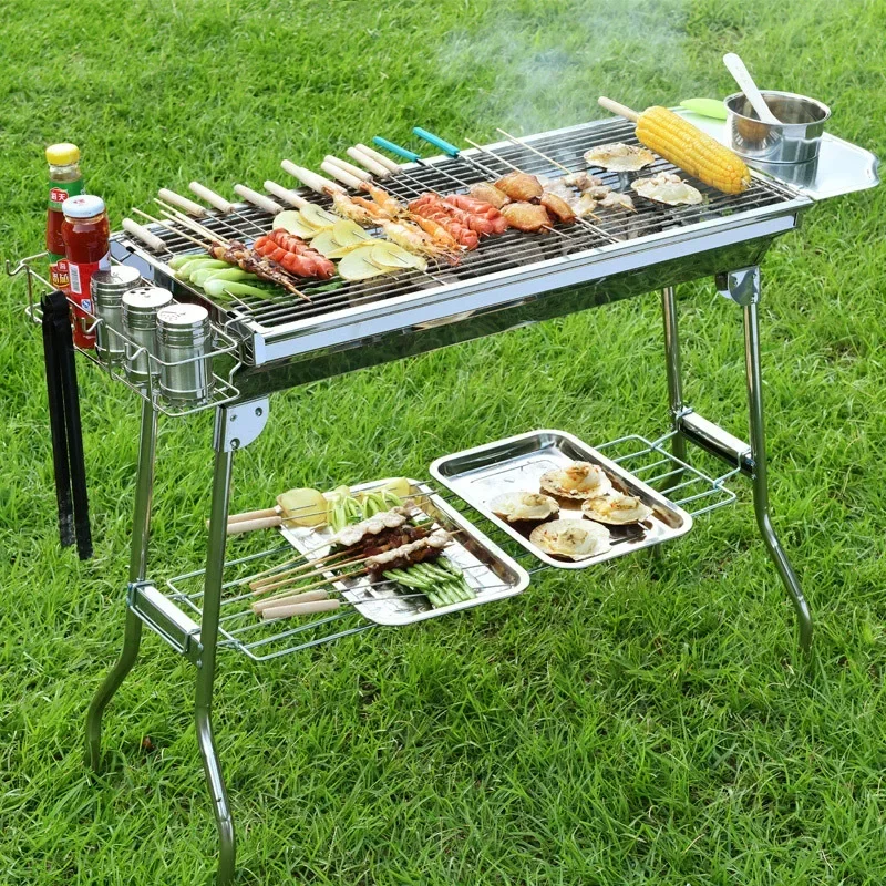 Household Barbecue Outdoor Thickened Stainless Steel Grill BBQ Wood Charcoal Grill… - Image 3