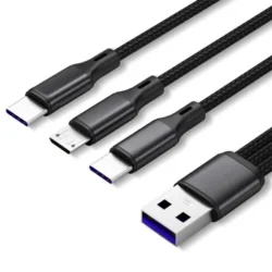 Multi Cable Braided Universal 3 in 1 Multiple USB Cable Charging Cord with Type-C…
