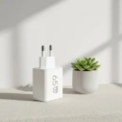 65W GaN Quick Wall Charger EU Plug Dual USB C & USB A Port 3-in-1 Fast Charging…