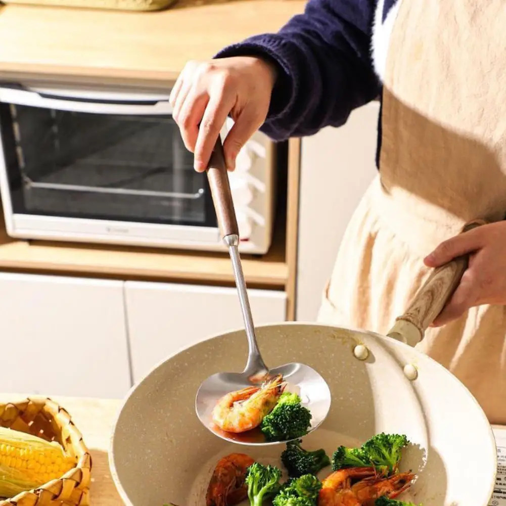 Stainless Steel Spatula Mushroom Shovel With Wooden Handle Cooking Spoon… - Image 4