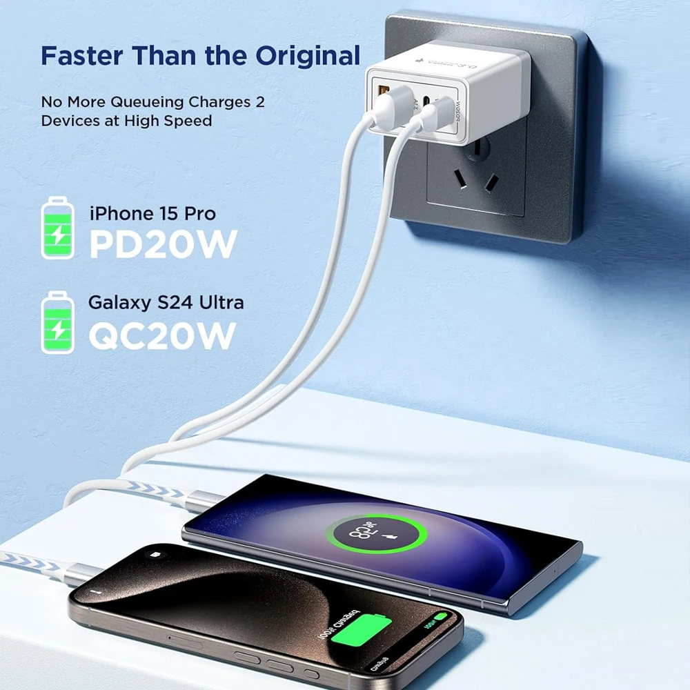 AU Wall Plug Travel Chargers, Multi-Port USB-C/USB-A Mobile Phone Charger, 40W PD… - Image 3