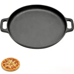 Round Cast Iron Frying Pan Double Handle Grill Pancake Pizza Pan Multipurpose…
