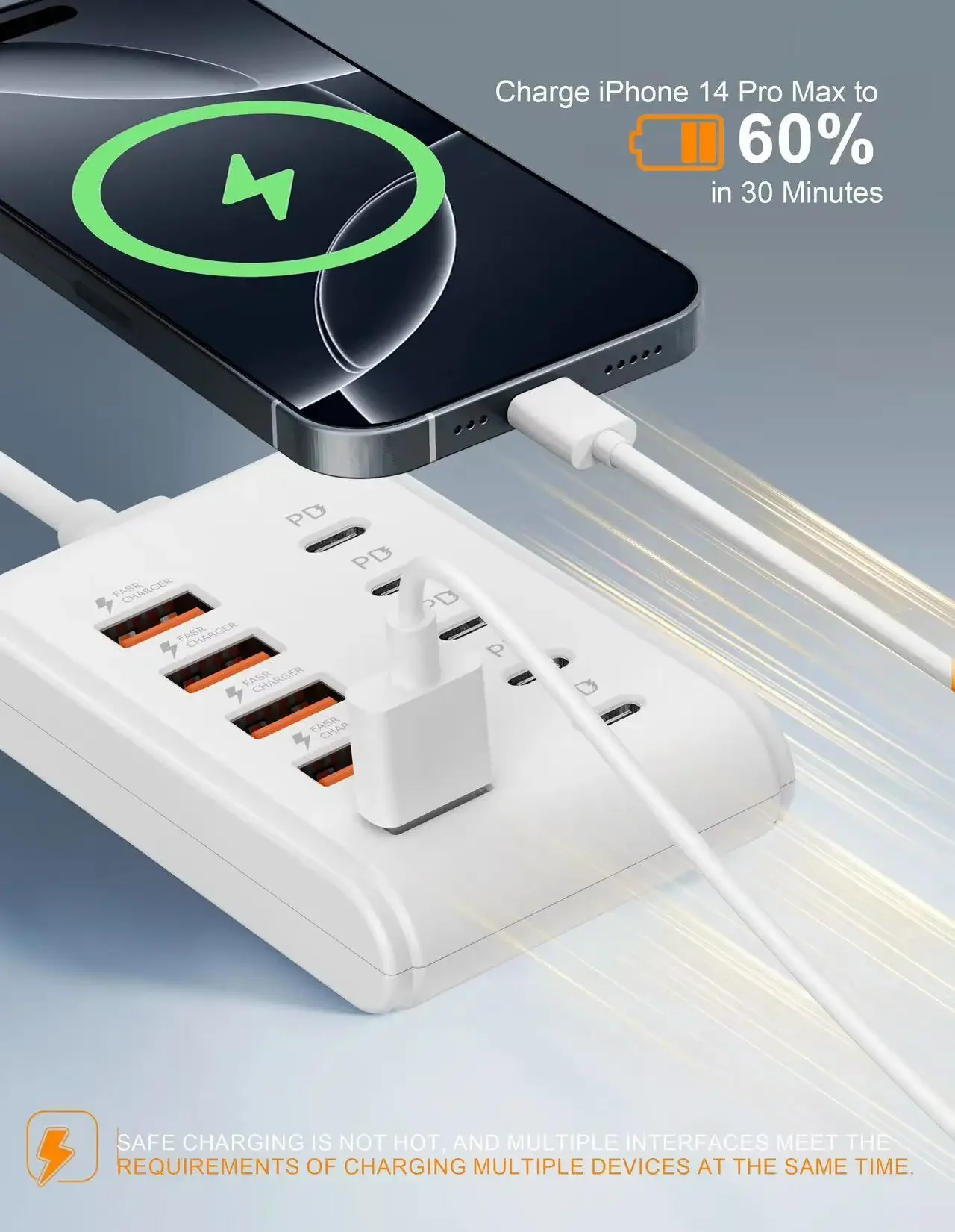 USB Charger Multi Ports Type C Fast Charging Power Socket Desktop Quick Charge… - Image 10