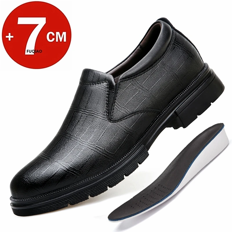 Big Size Elevator Loafers Wedding Men Leather Shoes Business British Formal Dress Shoes Height Increase Insole 7CM Lift Moccasin - Image 7