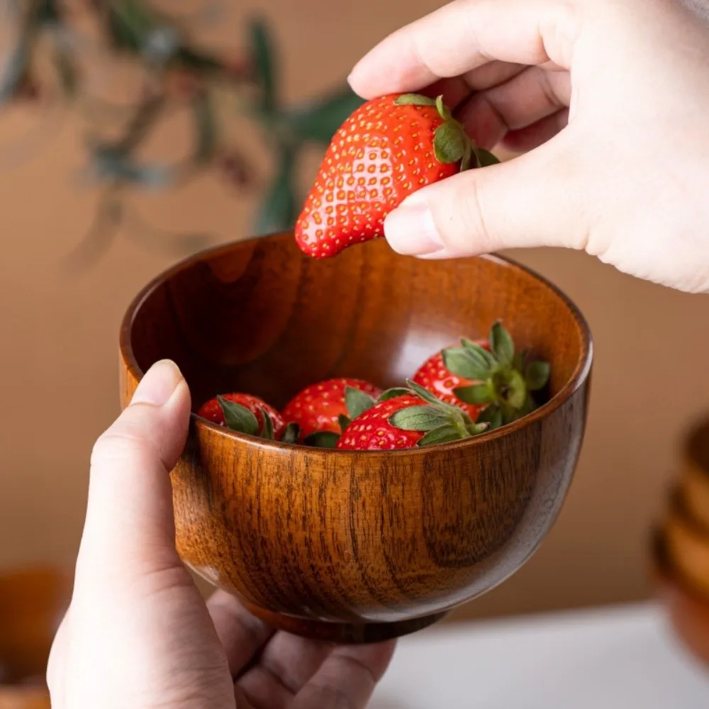 New Japanese Style Wooden Bowls Handmade Crafts Soup Bowls Food Containers… - Image 4