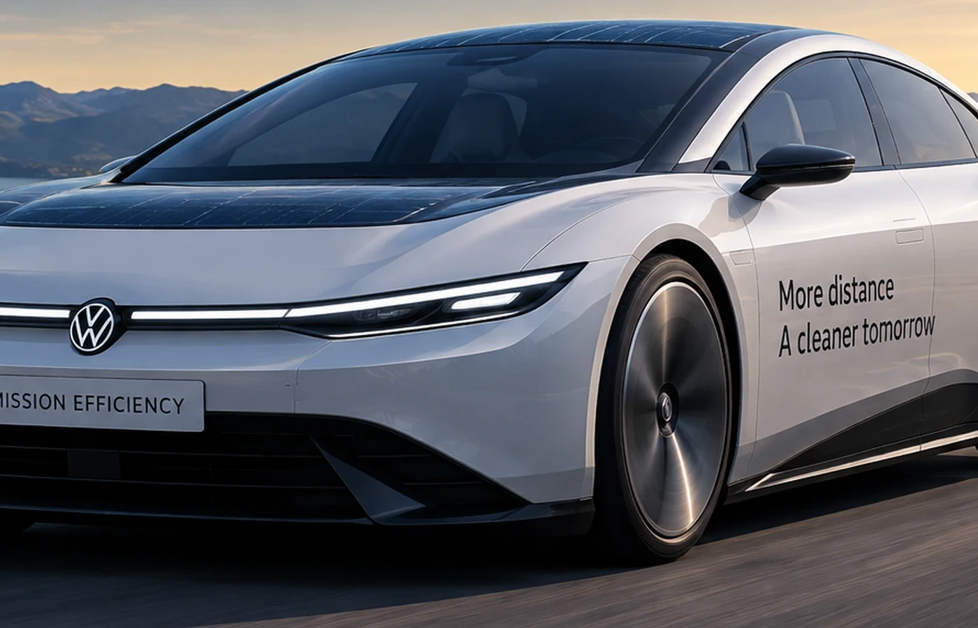 Volkswagen Mission Efficiency side profile showing its aerodynamic electric-car body