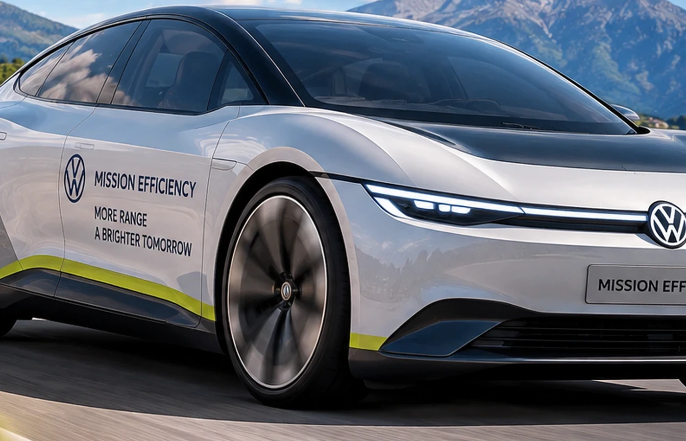 Volkswagen Mission Efficiency electric prototype driving on a European road